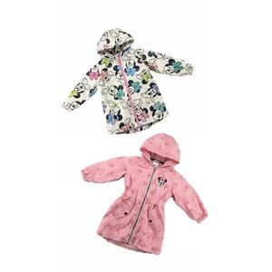 Disney Minnie Mouse Girls 2T Jacket Bundle | Hooded Zip Raincoats Pink Cream